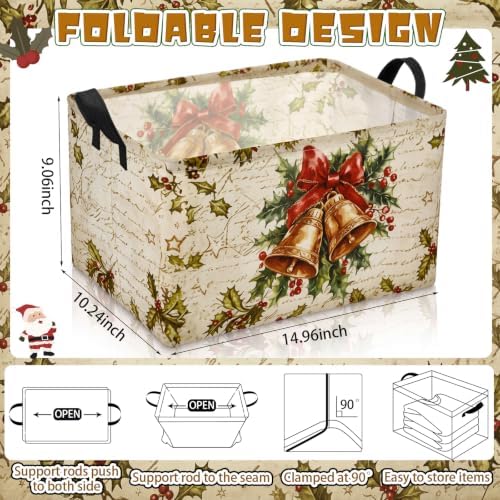 Chunful 4 Pack Christmas Storage Baskets for Gifts Collapsible Christmas Santa Claus Reindeer Retro Farmhouse Laundry Storage Bins Foldable Box with Handles for Home Bedroom Office Clothes Containers