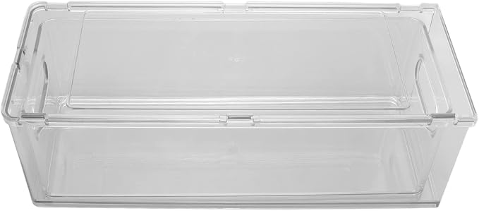 Drawer Storage Box, PET Clear Plastic Stackable Bin with Lid, 3 Compartments for Bathroom Vanity and Under Sink, Pantry Cabinet Makeup Office Organizer (3 liters)