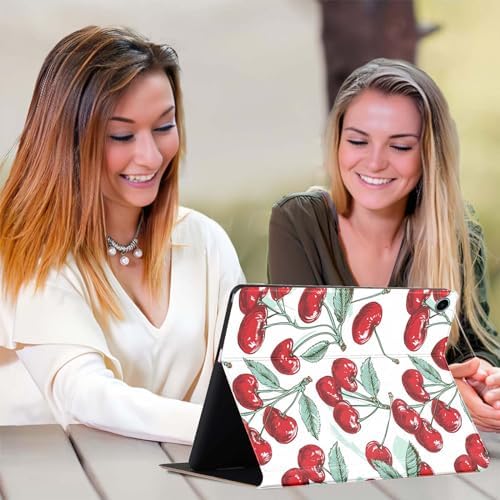 for Samsung Tab A9 Plus/A9+ 10.9 Inch 2023 (SM-X210/X216/X218) Tablet Case,Premium Leather Folio Stand Auto Wake/Sleep,Multiple Viewing Stand,Red Cherry
