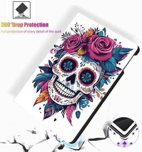 for Microsoft Surface Pro 7 Plus,Surface Pro 7/6/5/4 12.3" Tablet Case,Auto Wake/Sleep,Adjustable Stand Protective Cover - Sugar Skull Rose