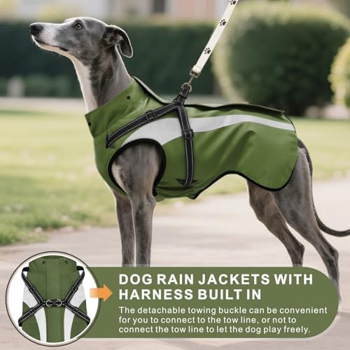 Dog Raincoat Waterproof Raincoats for Dog Reflective Dogs Rain Jackets with Hood Hoodie Pet Rain Poncho Coat for Small Medium Large Dogs Puppies S-XXL (Green, S)