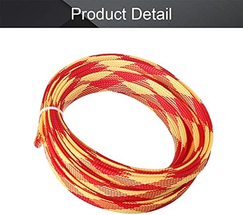 Othmro 5m/16.4ft PET Expandable Braid Cable Sleeving Flexible Wire Mesh Sleeve Red Yellow,for TV Audio PC Cords Protect from Pets Chewing