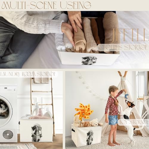 Funny Weiner Dog Bathroom Storage Bins Box, Dog Bathroom Decor, Dachshund Lovers Gifts Storage Basket Laundry Hamper with Handle for Bath Room Clothes Vanity Undersink Home Organization
