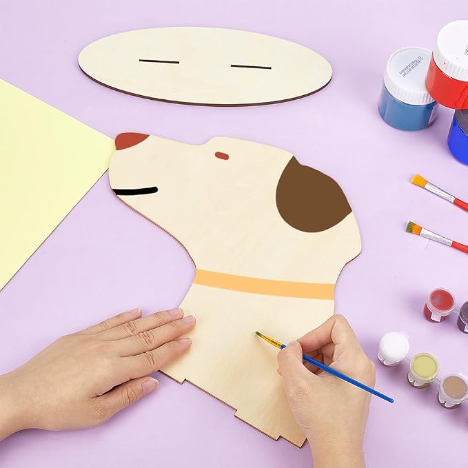 AHANDMAKER Dog Silhouette Display Stand, Wood Pet Bib Display Stands, Blank Wooden Dog Mannequin Scarf Holder Bandanas Display Photography Props for Dog Accessory Bib Bandana Scarf Store Display