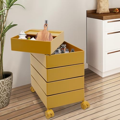 Storage Cabinet 360° Rotating Sofa Side Cabinet (Yellow)