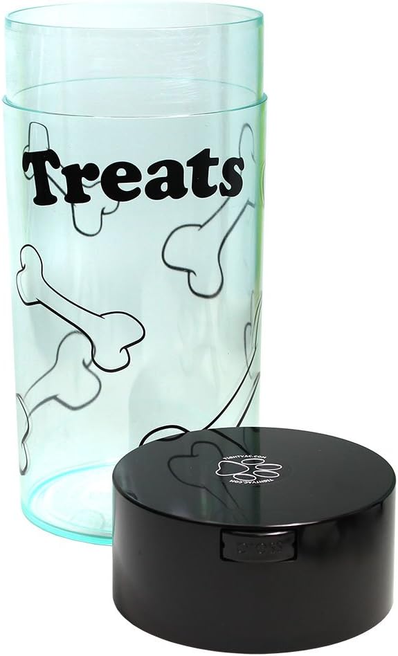 Tightpac Pawvac 5 to 24 Ounces Container, Airtight Pet Food and Treats Storage Jar - Patented Vacuum Seal Container for Pet Food, Treats and other Dry Goods - Clear with Treats