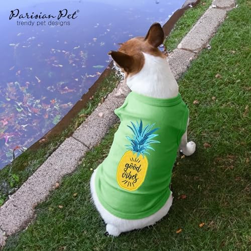 Parisian Pet Dog Shirt – 100% Cotton Shirts for Small Dogs – Tropical Sleeveless Pet Vest – Lightweight and Breathable Dogs Apparel – Cute Dog Clothes - Stretchy T Shirts for Pets