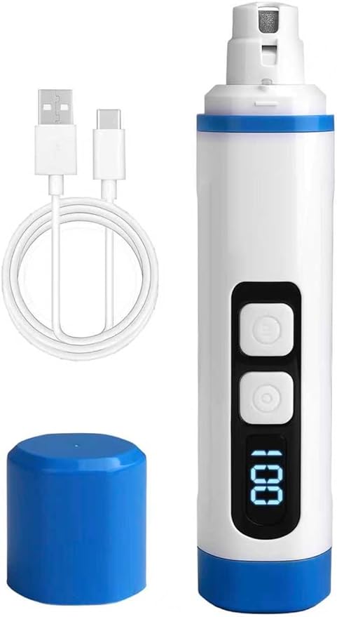 2026 Upgraded Dog Nail Grinder Quiet with LED Light & Low Noise - 3-Speed, 3-Port Professional Dog Nail Trimmer Dogs & Cats, Cordless & Rechargeable