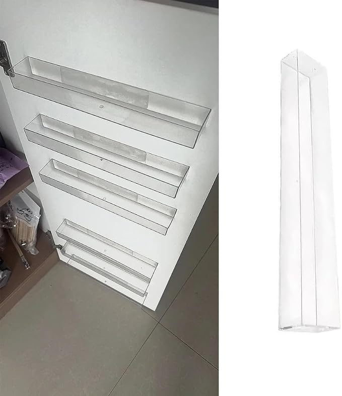 2 Pack Medicine Organizer Adhesive Cabinet Door Organizer Acrylic Inside Cabinet Medicine Container Pill Bottles Holder Display Rack for Medicine Bottles Oval Pharmacy Bottles Sealed Vials