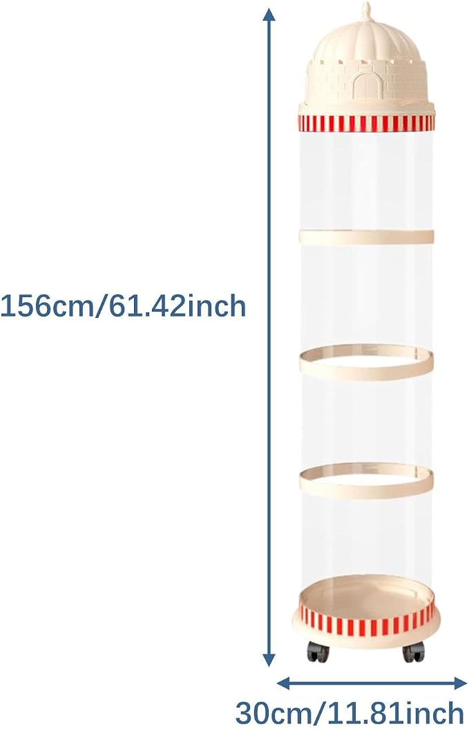 Toy Organizer Storage Tube with Lock Design Dust Cover Pet Holder Vertical Storage Basket for Toys for Living Area Playroom, 4 Layers