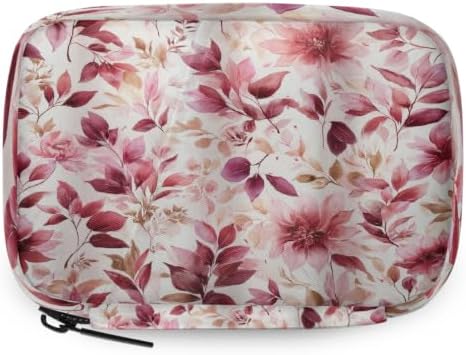 Travel Pill Organizer Watercolor Pink Red Leaf Flower Pill Case