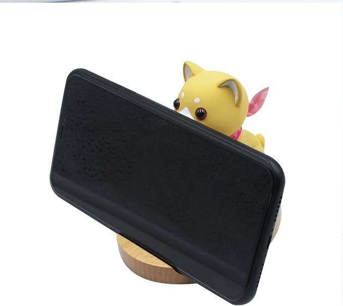 Cute Dog Cell Phone Holder Stand Wooden Smartphone Desk Holder for Mobile Phones Animal Phone Stand Desk Ornament