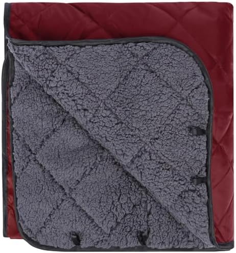 REDCAMP Large Outdoor Blanket 79"x79" Sherpa Fleece Lining, Wine Red | Cold Weather Warm Thick Outdoor Blanket Comfy Foldable & Windproof for Camping Stadium,Car,Picnics,Pet,Trip,Machine Washable