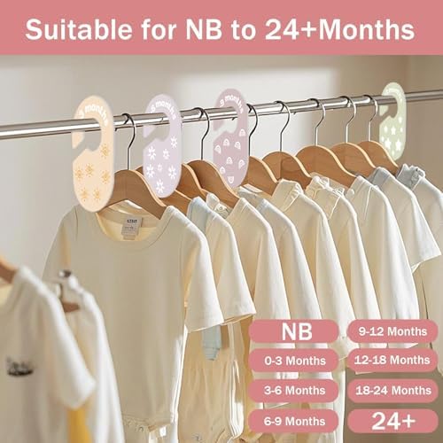 Baby Closet Dividers Durable Plastic Clothes Organizers 8 Pack | Double-Sided Dividers Wardrobe Organizer for Newborn to Toddler, Clothes Organizer by Size & Age Nursery Clothes Dividers