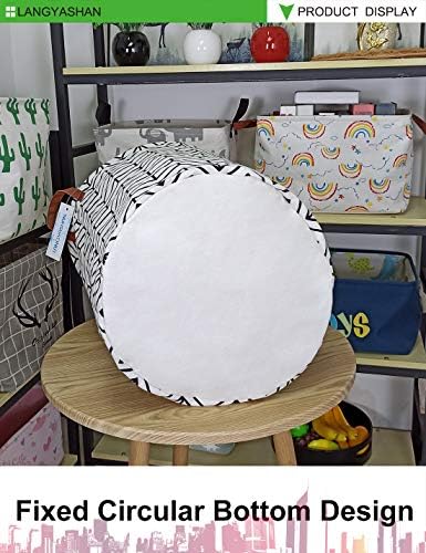 Round Laundry Basket Collapsible Storage Hamper Organizer Geometric Circle | Waterproof Canvas Foldable Baskets with sturdy Handles Multi-scene Organizer for Home Play Bedroom Gift Bin