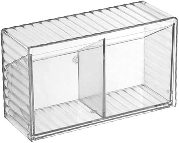 ULTECHNOVO Wall Mounted Cotton Swab Dispenser Transparent Pet | Wall Storage Organizer Box with Lid Wall Mounted Storage Box for Cotton Balls Pads Hair Ties Bathroom and Office