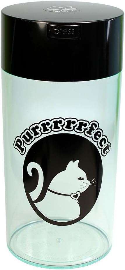 Tightpac Pawvac 5 to 24 Ounces Container, Airtight Pet Food and Treats Storage Jar - Patented Vacuum Seal Container for Pet Food, Treats and other Dry Goods - Clear with Cats