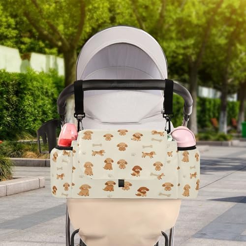 double stroller accessories Poodledogs Dog Puppy White Animal Pet diaper caddy with travel wipes pouching