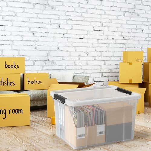 50 Quart Large Storage Box, Clear Storage Bin with Wheels, 4-Pack