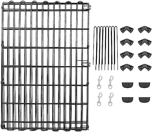 Amazon Basics Portable Foldable Octagonal Metal Exercise Dog Playpen, Indoor/Outdoor Pet Fence, No Door, 8 Panels, Medium, 60 x 60 x 36 inches, Black