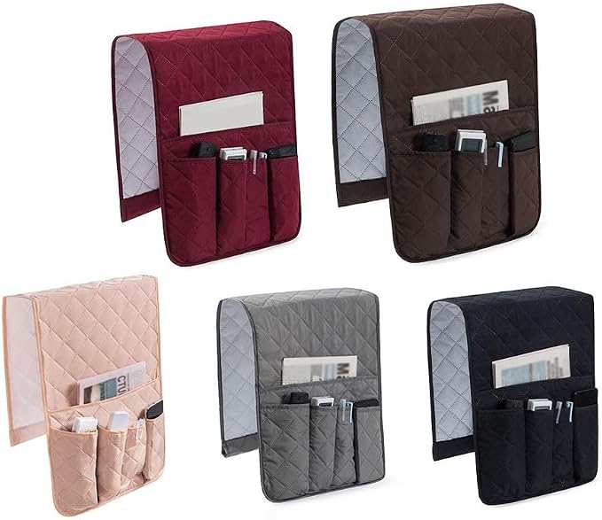Sofa Armrest Covers Waterproof Polyester Fabric, Anti-Scratch Protection for Cats, Side Pocket Storage for Living Room Bedroom Office(burgundy)