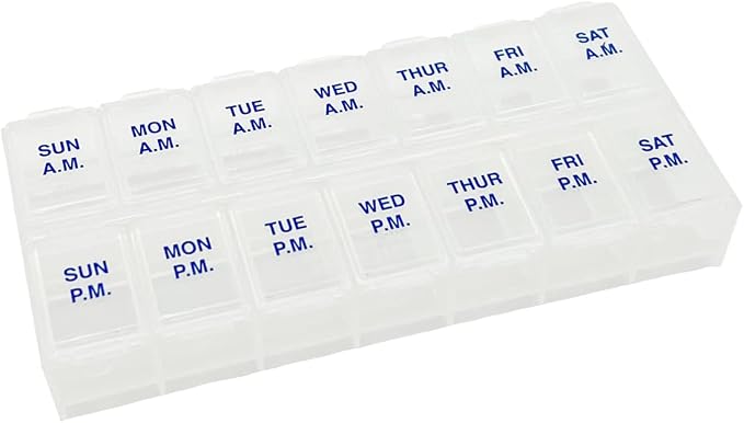 Ezy Dose Weekly (7-Day) AM/PM Pill Organizer, Medium Medicine Case, Natural | Daily Vitamin Box & Supplement Planner, Pop-Up Lids, 2 Times a Day Compact Pill Holder, Portable & Travel-Friendly, BPA-Free