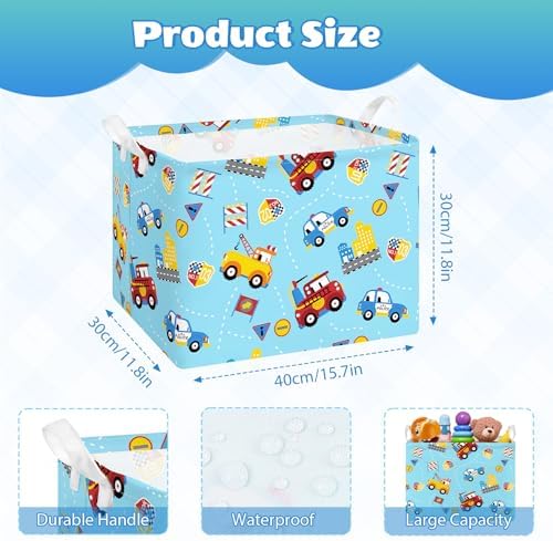 Collapsible Storage Basket Collapsible Fabric Laundry Basket with Handles | Spacious 15.7"×11.8"×11.8" size Folding Design Easy to Store Sturdy Fabric with Reinforced Handle Easy to Clean