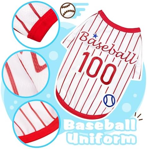 Adorable Pet Clothes: Sleeveless Tank Top Dog Shirt - Cute Striped Baseball-Style Vest in Soft Polyester for Playful Pups (Red XL)