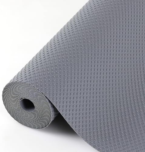 Hersvin Shelf Liners, 12in x 20ft Kitchen Drawer Mats, Non-Adhesive EVA Cupboard Protector, Cabinet Lining (Dark Gray/Dot)