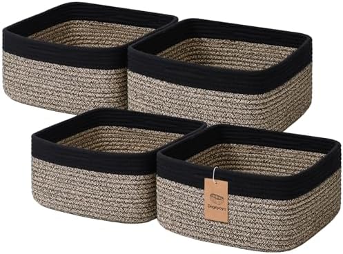 Storage Baskets for Shelves, 4 Pack Shallow Basket