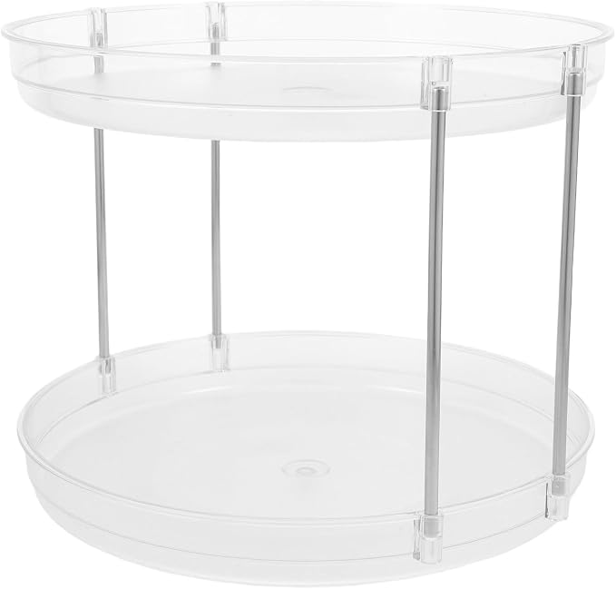 Two Tier Rotating Spice Rack Organizer 360 Degree Turntable | Pet Construction, Easy to Clean, Pantry and Medicine Cabinets Storage