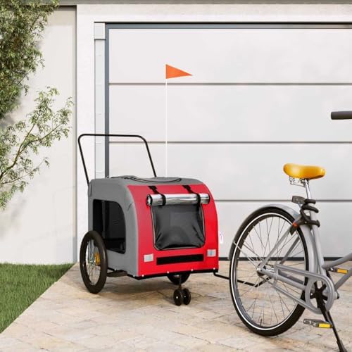Pet Bike Trailer for Small Dogs, Foldable Bicycle Cargo Trailer with Quick-Release Wheels and Safety Flag, Orange and Gray