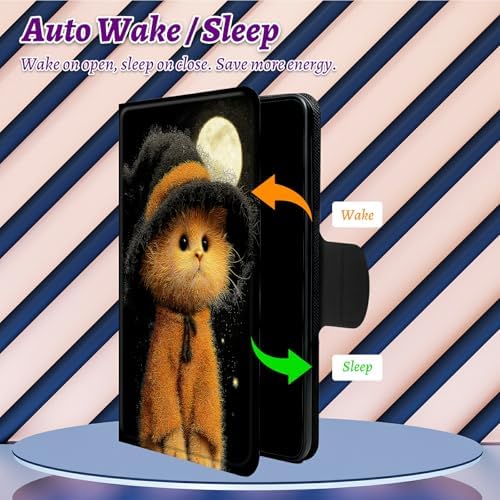 Rotating Handle Case for Samsung Galaxy Tab S8 Plus 2022/S7 FE 2021/S7 Plus 2020 12.4 Inch, 360 Degree Swivel Kickstand with Magnetic Closure Leather Protective Cover, Black Hat Kitten