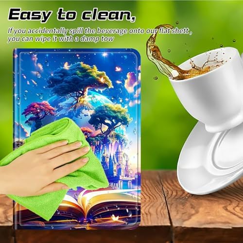 Universal Tablet Case for T-Mobile Revvl Tab 2 10.1" 2025/Revvl Tab 5G 10.36" 2023, 360 Degree Rotating Kickstand Protective Stand PU Leather Shell Cover for 9"-10.5", Book Trees