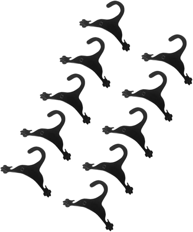 10pcs Plastic Pet Clothes Hanger for Dog Clothing and Cat Dress, Anti-Skid Design to Keep Pet Garments Clean and Neatly Organized, Black Dog Coat Hanger Rack for Small Drying