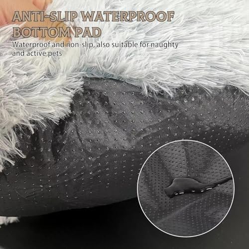 Cat Bed Round Fluffy Hooded Cat Bed Cave, Anti-Anxiety Cave Bed with Hooded Blanket, Cozy Cuddler Luxury Puppy Pet Bed, Anti-Slip Bottom and Machine Washable