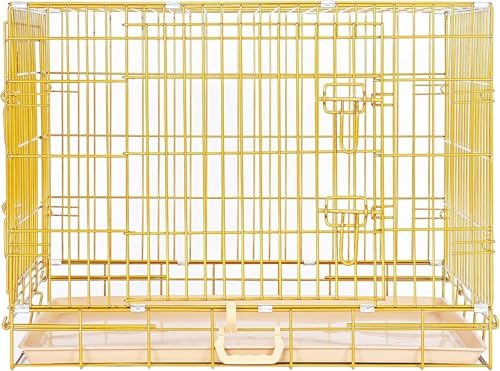 Homey Pet 30 Inch Dog Crates for Small Medium Dogs, Copper Gold Cage Kennel | Rust/Peel-Resist Nano-Coat, Lockable Pull-Out Tray, Dual Doors w/ 4 Locks, Collapsible, Thicker Wire, Indoor Use, Easy-Clean