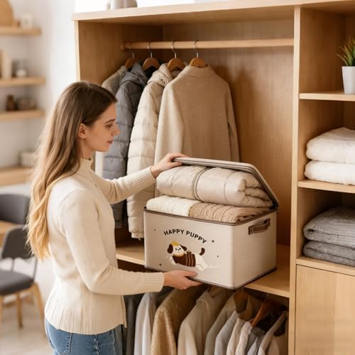 Lockable Storage Heavy-Duty Stackable Package Case with Puppy Pattern | Locked Storage Box for Package Toy Delivery Travel Closet Garage Bedroom Bathroom Kitchen