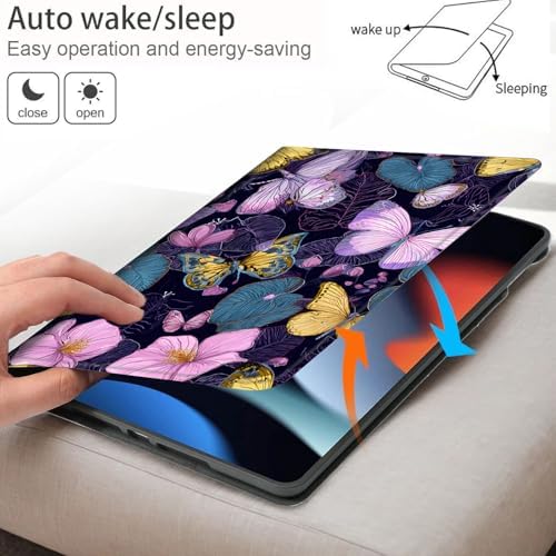 Bxgolkgd Tablet Case for Samsung Galaxy Tab A 10.1 Inch 2016(SM-T580/T585/T587),Shockproof Stand Cover with Heat Dissipation,Auto Wake/Sleep Function,Butterfly Floral