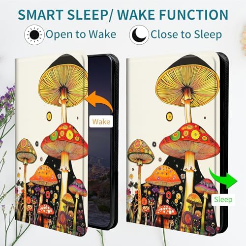 Case for Samsung Tab A11 8.7" 2025/Galaxy Tab A9 8.7" 2023, 360 Degree Rotating Stand with Multi-Angle Vertical & Horizontal Viewing Shockproof Shell for Women Men, Mushroom Painting