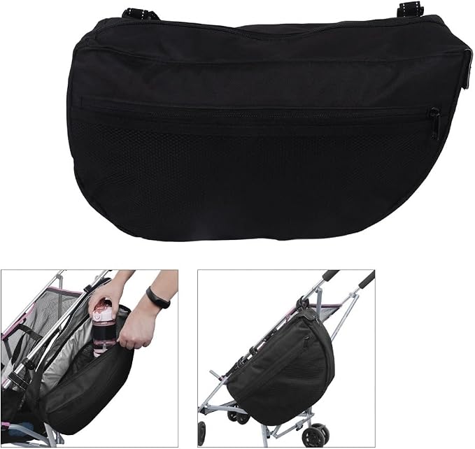 Pet Stroller Bag, Side Sling Cart Organizer with Adjustable Anti-Slip Straps, Insulated 600D Oxford Pouch, Black