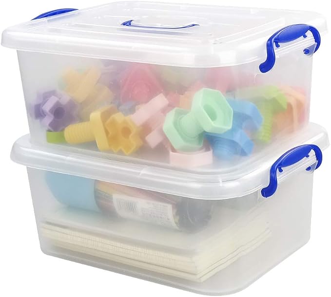 8 Liter Clear Plastic Storage Bins, 2 Packs Storage Boxes with Lids