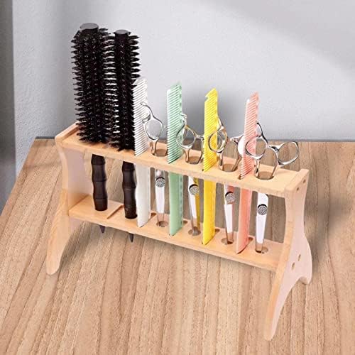 Duiaynke Wood Scissors Holder Scissors Rack Lightweight Scissors Storage Holder for Combs Barber Tools Pet Grooming Salon Hair Stylist
