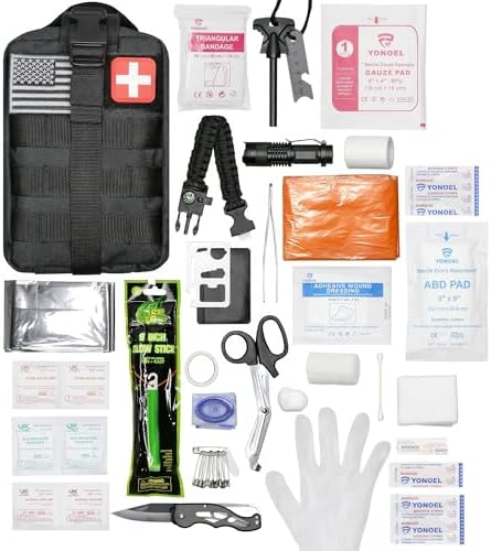 EMT 1st 250 Pcs Responder Emergency First Aid Kit with 30 Unique Items | Large First aid kit for car, Travel & Home with Mylar Blanket, Emergency Bag for Hiking, Camping, Backpacking and Outdoor