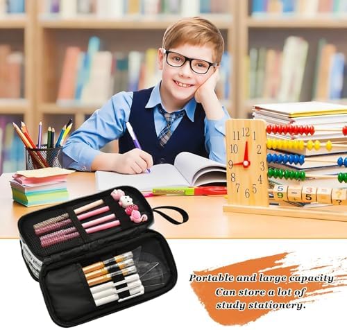 KLL Custom Large Capacity Pencil Holder Case Man Cute Pencil Case Travel with Compartment Train Cars White