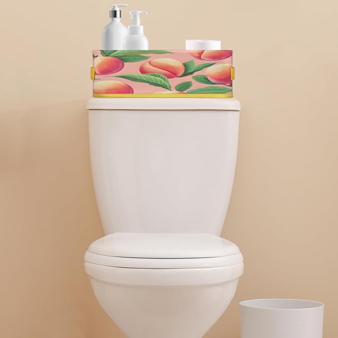 Watercolor Peaches Bathroom Storage Basket Waterproof Foldable Storage Bins with Handles Decorative Toilet Paper Storage Basket for Organizing for House Bathroom Toiletries