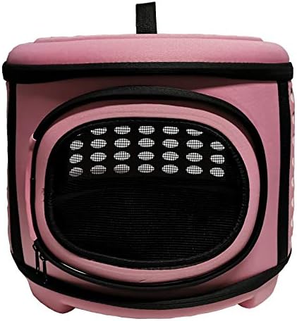 Collapsible Cat Carrier Hard, Travel Pet Carriers Bag for Small Dogs for Car Travel with Ventilation Guinea Pig 2 Small Cats Carrier Cage Dog Crate (Pink)