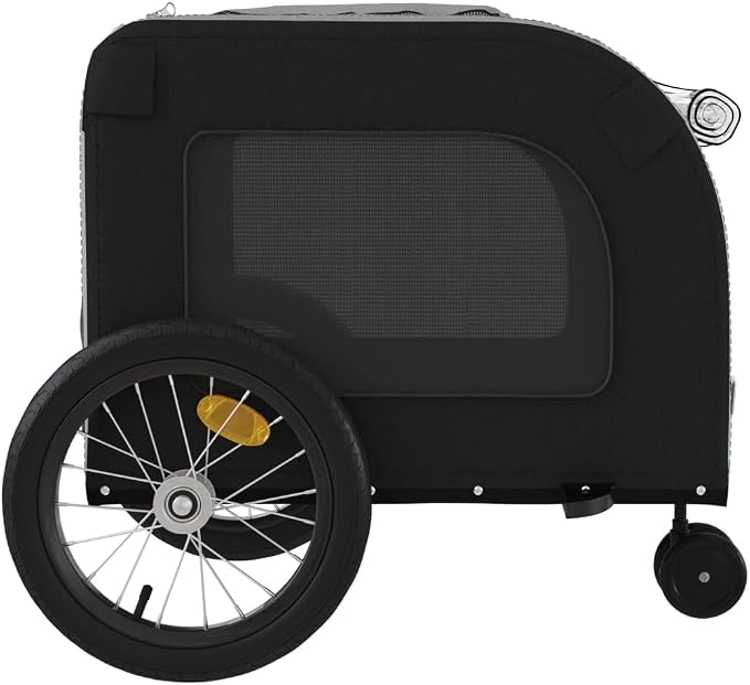 Pet Bike Trailer Orange and Gray Oxford Fabric Dog Bicycle Trailer with Iron Frame, 3-Wheel Pet Cargo Carrier for Small Dogs and Groceries, Includes Safety Flag and Reflectors