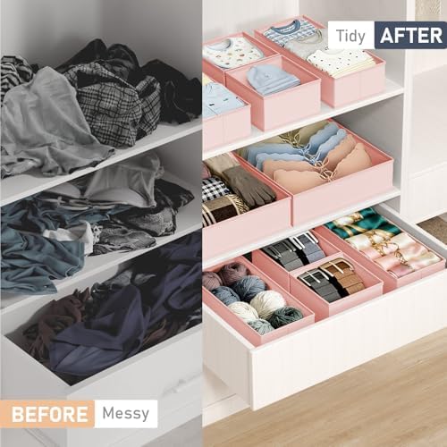 DIMJ Drawer Organizer Clothes - 30 Pack Baby Dresser Organizer for Nursery Closet Organization, Fabric Drawer Organizer Bins for Underwears Socks Bras, Foldable Storage Dividers for Bedroom