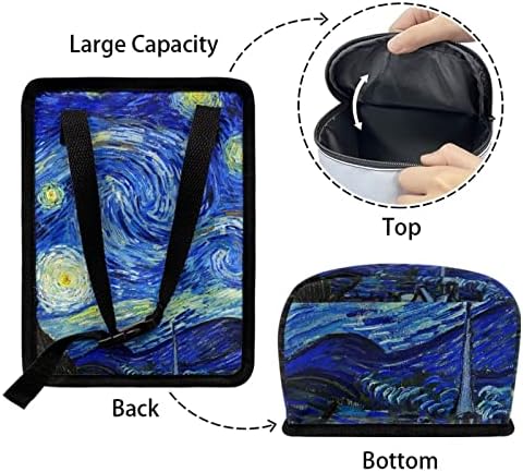Van Gogh Starry Sky Car Trash Can Car Interior Accessories Organizer Garbage Bag Dustbin Container with Lid Waste Basket Storage Pockets Hanging Vehicle Trash Bin